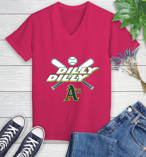 MLB Oakland Athletics Dilly Dilly Baseball Sports Women's V-Neck T-Shirt 9