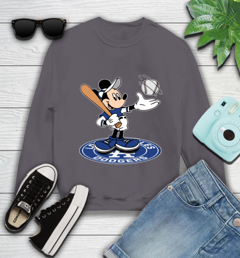 MLB Baseball Los Angeles Dodgers Cheerful Mickey Disney Shirt Youth Sweatshirt 5