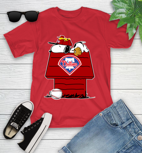 MLB Philadelphia Phillies Snoopy Woodstock The Peanuts Movie Baseball T Shirt_000 Youth T-Shirt 10