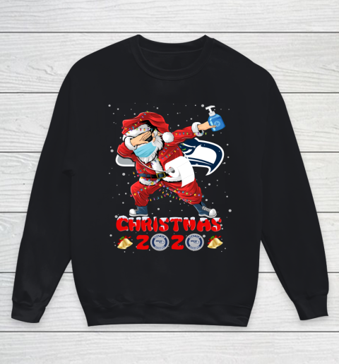 Seattle Seahawks Funny Santa Claus Dabbing Christmas 2020 NFL Youth Sweatshirt