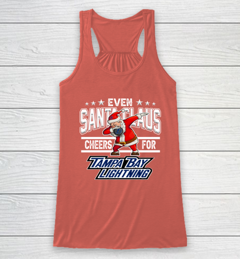 Tampa Bay Lightning Even Santa Claus Cheers For Christmas NHL Racerback Tank 3