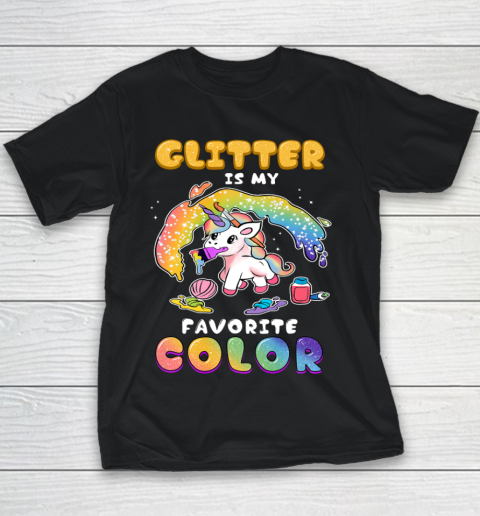 Cute Funny Glitter Is My Favorite Color Unicorn Rainbow Youth T-Shirt