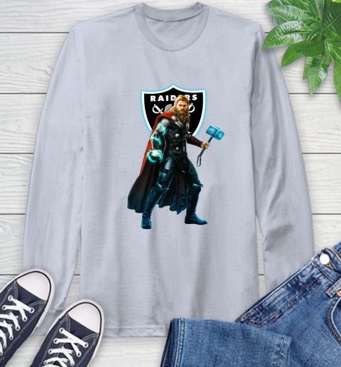 NFL Thor Avengers Endgame Football Oakland Raiders Long Sleeve T-Shirt 6
