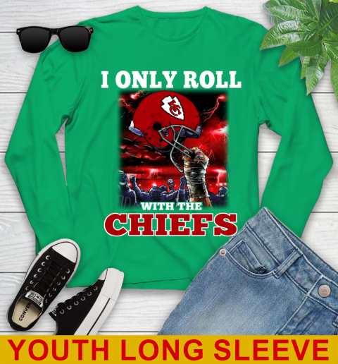 Kansas City Chiefs NFL Football I Only Roll With My Team Sports Youth Long Sleeve 7