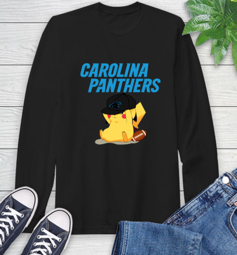NFL Pikachu Football Sports Carolina Panthers Long Sleeve T-Shirt 2