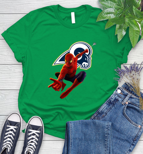 NFL Spider Man Avengers Endgame Football Los Angeles Rams Women's T-Shirt 6