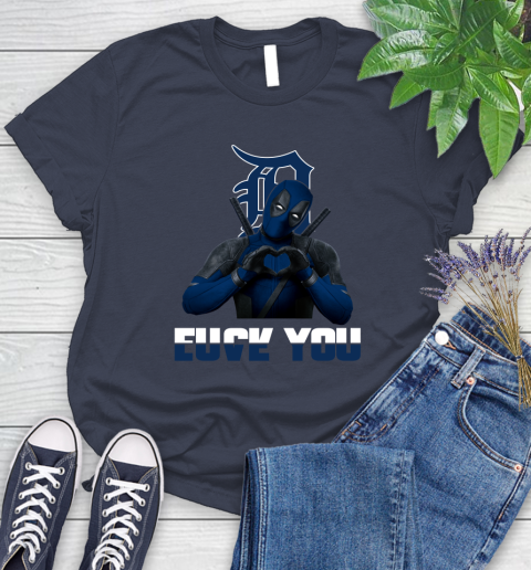 MLB Detroit Tigers Deadpool Love You Fuck You Baseball Sports Women's T-Shirt - Image 15