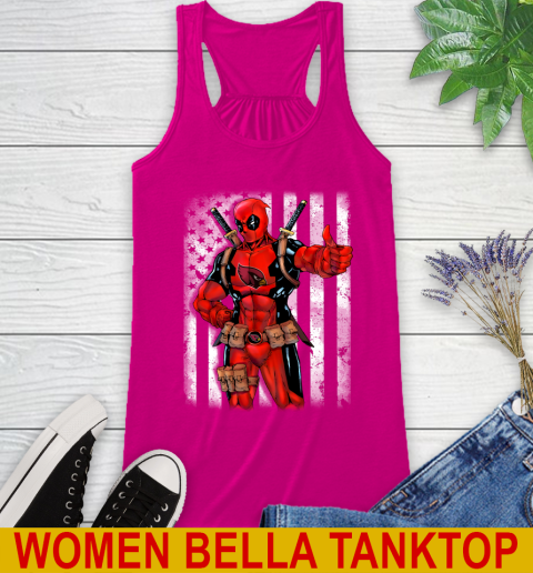 NFL Football Arizona Cardinals Deadpool American Flag Shirt Racerback Tank 6