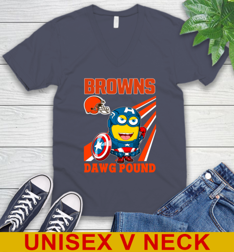 NFL Football Cleveland Browns Captain America Marvel Avengers Minion Shirt V-Neck T-Shirt 7