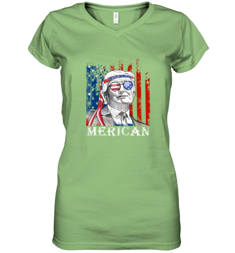 omvw merica donald trump 4th of july american flag shirts women v neck t shirt 39 front lime