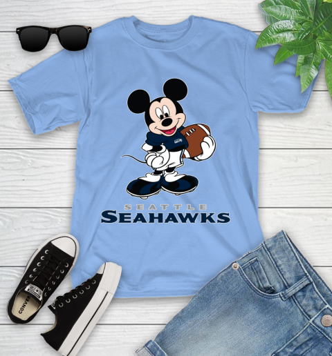NFL Football Seattle Seahawks Cheerful Mickey Mouse Shirt Youth T-Shirt 11