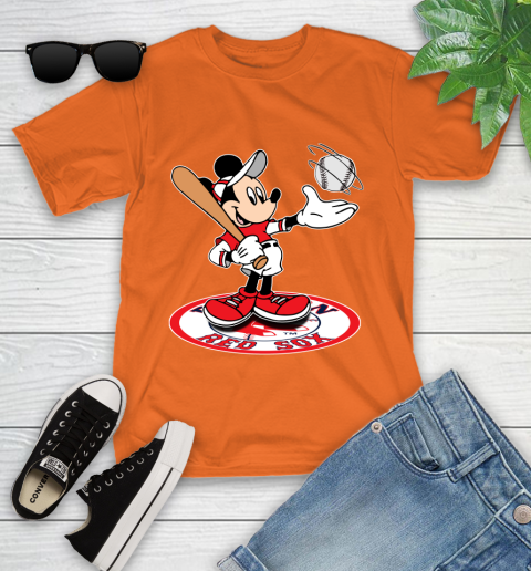 MLB Baseball Boston Red Sox Cheerful Mickey Disney Shirt Youth T-Shirt 7