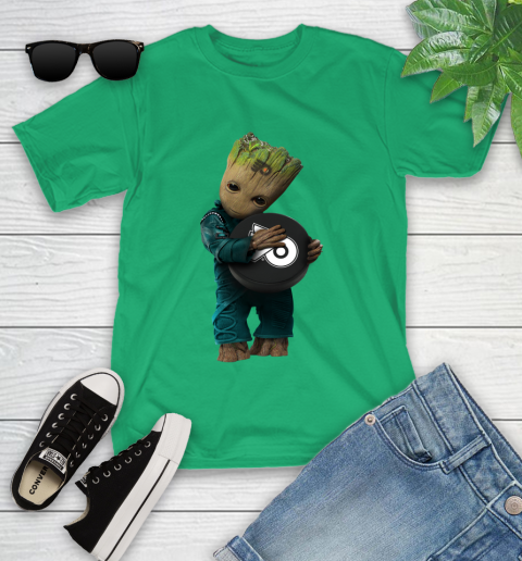 NHL Groot Guardians Of The Galaxy Hockey Sports Philadelphia Flyers Youth T-Shirt 6