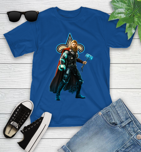 NFL Thor Avengers Endgame Football New Orleans Saints Youth T-Shirt 9