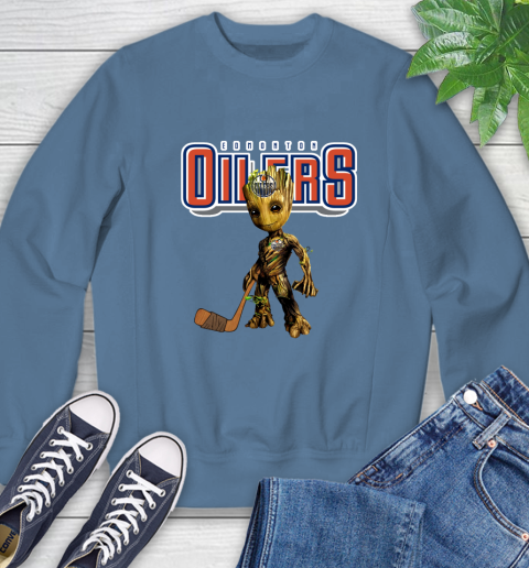 Edmonton Oilers NHL Hockey Groot Marvel Guardians Of The Galaxy Sweatshirt 7