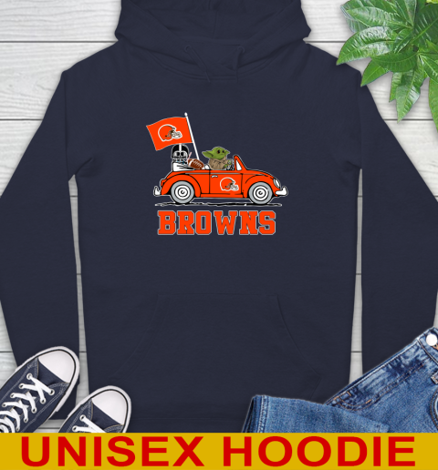 NFL Football Cleveland Browns Darth Vader Baby Yoda Driving Star Wars Shirt Hoodie 4