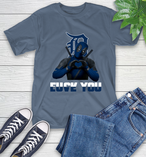 MLB Detroit Tigers Deadpool Love You Fuck You Baseball Sports T-Shirt 8