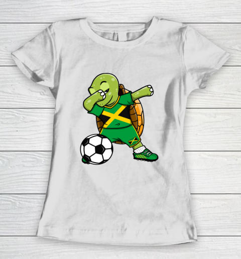 Dabbing Turtle Jamaica Soccer Fans Jersey Jamaican Football Women's T-Shirt