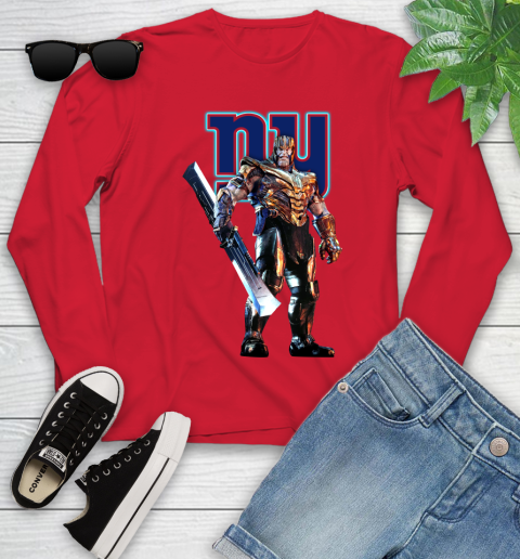 NFL Thanos Gauntlet Avengers Endgame Football New York Giants Youth Long Sleeve 11