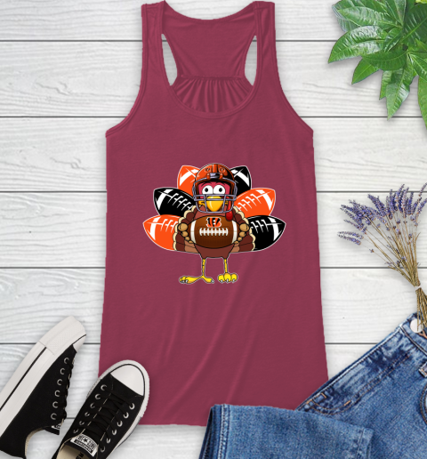 Cincinnati Bengals Turkey Thanksgiving Day Racerback Tank 8