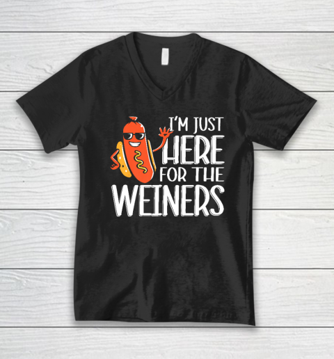 Funny Hot Dog I'm Just Here For The Wieners Sausage V-Neck T-Shirt