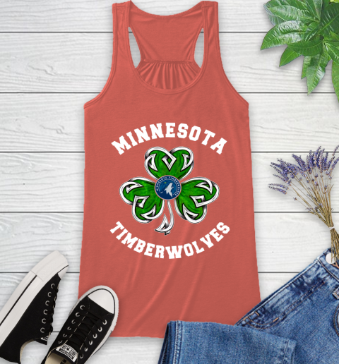 NBA Minnesota Timberwolves Three Leaf Clover St Patrick's Day Basketball Sports Racerback Tank 3