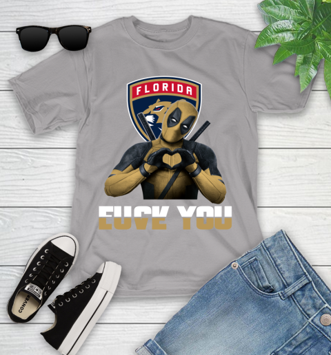 NHL Florida Panthers Deadpool Love You Fuck You Hockey Sports Youth T-Shirt 4