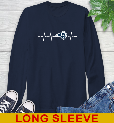 Los Angeles Rams NFL Football Heart Beat Shirt Long Sleeve T-Shirt 3