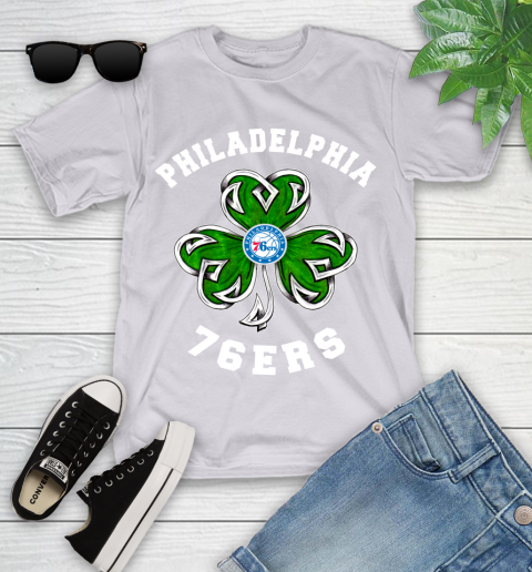 NBA Philadelphia 76ers Three Leaf Clover St Patrick's Day Basketball Sports Youth T-Shirt 4