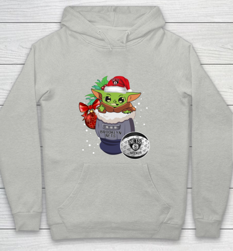 Brooklyn Nets Christmas Baby Yoda Star Wars Funny Happy NBA Youth Hoodie 2