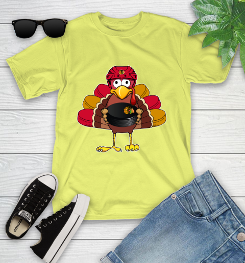 Chicago Blackhawks Turkey Thanksgiving Day Youth T-Shirt 8