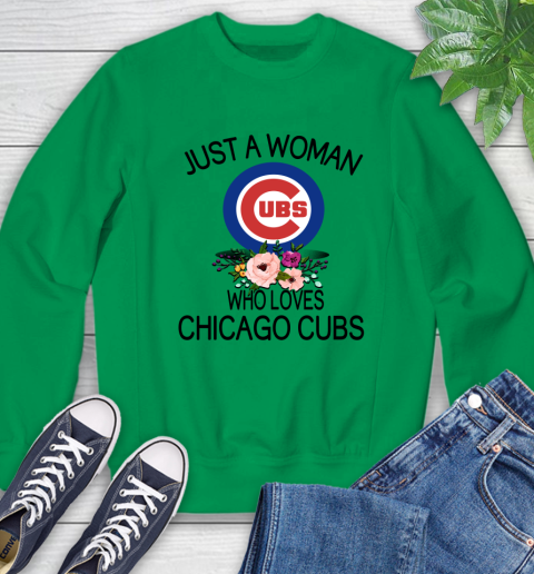 MLB Just A Woman Who Loves Chicago Cubs Baseball Sports Sweatshirt 4