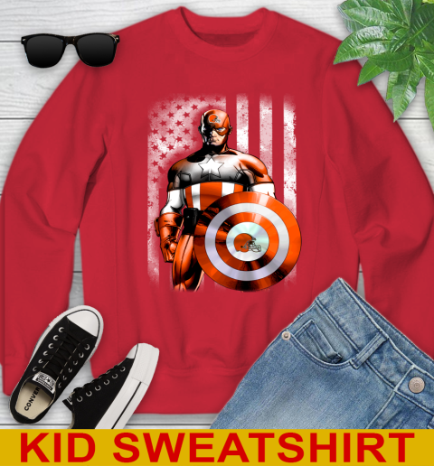 Cleveland Browns NFL Football Captain America Marvel Avengers American Flag Shirt Youth Sweatshirt 7
