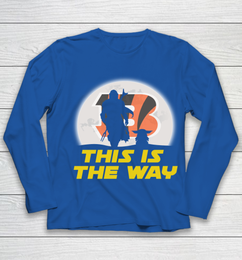 Cincinnati Bengals NFL Football Star Wars Yoda And Mandalorian This Is The Way Youth Long Sleeve 7