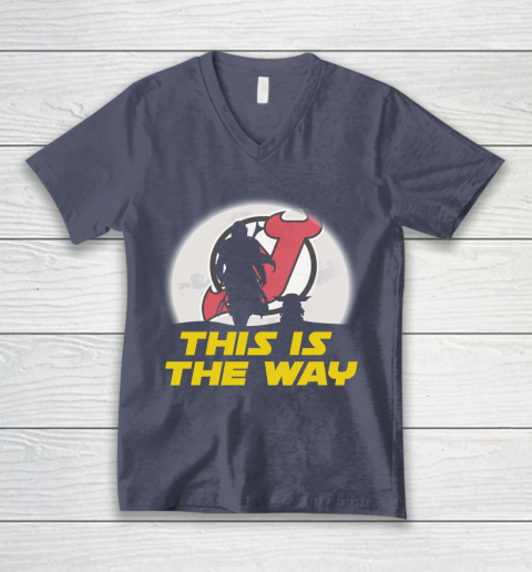 New Jersey Devils NHL Ice Hockey Star Wars Yoda And Mandalorian This Is The Way V-Neck T-Shirt 7