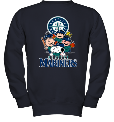 MLB Seattle Mariners Snoopy Charlie Brown Woodstock The Peanuts Movie  Baseball T Shirt_000 Youth T-Shirt