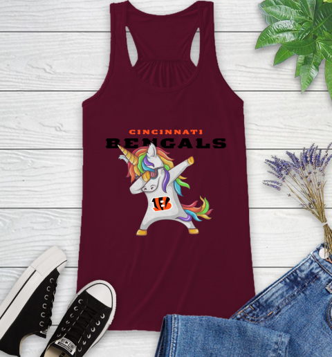 Cincinnati Bengals NFL Football Funny Unicorn Dabbing Sports Racerback Tank 3