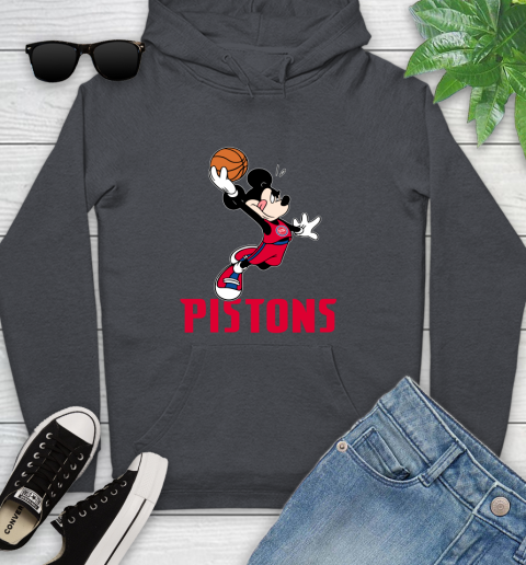 NBA Basketball Detroit Pistons Cheerful Mickey Mouse Shirt Youth Hoodie 8