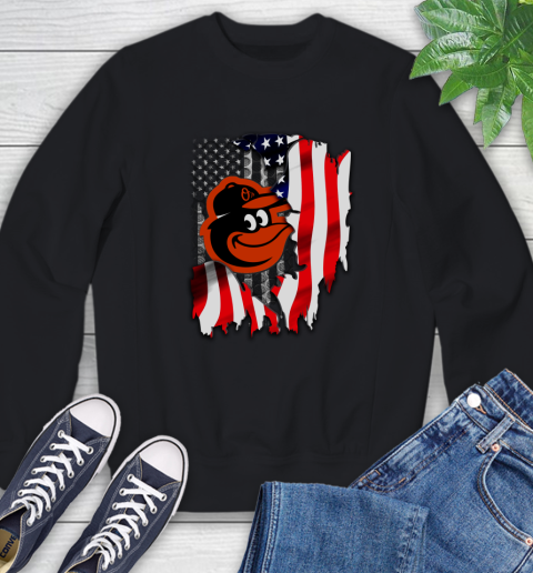 Baltimore Orioles MLB Baseball American Flag Sweatshirt