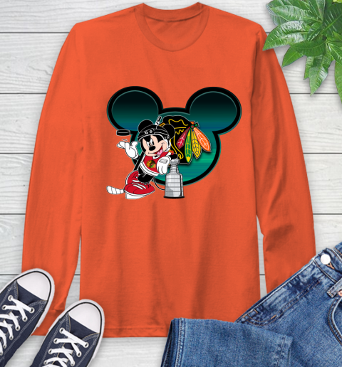 NHL Chicago Blackhawks Stanley Cup Mickey Mouse Disney Hockey T Shirt Long Sleeve T-Shirt 5