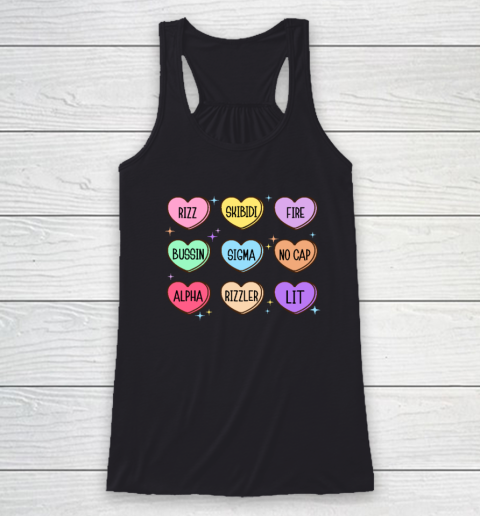 Skibidi Valentine's Day Candy Heart Funny Valentine Rizz Racerback Tank