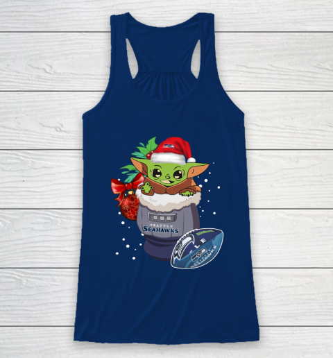 Seattle Seahawks Christmas Baby Yoda Star Wars Funny Happy NFL Racerback Tank 7