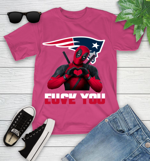 NHL New England Patriots Deadpool Love You Fuck You Football Sports Youth T-Shirt 11