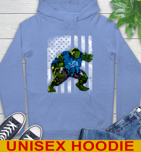 Detroit Lions Hulk Marvel Avengers NFL Football American Flag Hoodie 11