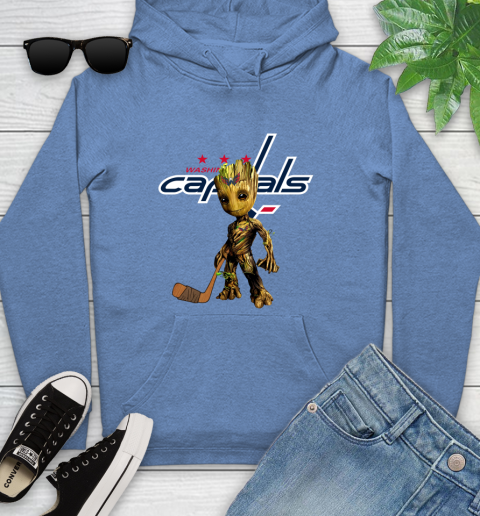 Washington Capitals NHL Hockey Groot Marvel Guardians Of The Galaxy Youth Hoodie 12
