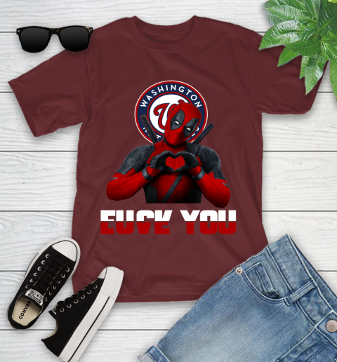 MLB Washington Nationals Deadpool Love You Fuck You Baseball Sports Youth T-Shirt 29