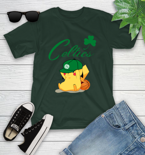 NBA Pikachu Basketball Sports Boston Celtics Youth T-Shirt 5