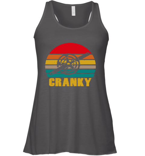 Bicycle Cranky Cycling Lovers Sunset Vintage Racerback Tank