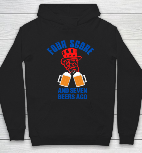 Beer Lover Funny Shirt Vintage Four Score And Seven Beers Ago Typography And Illustration Hoodie