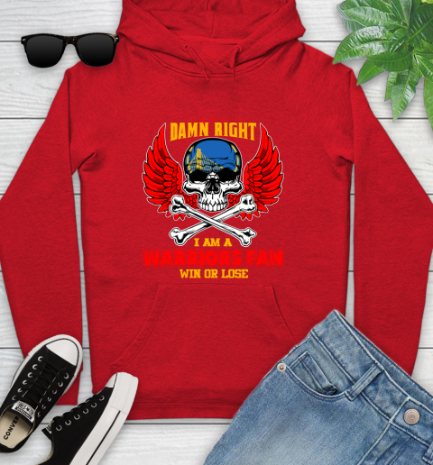NBA Damn Right I Am A Golden State Warriors Win Or Lose Skull Basketball Sports Youth Hoodie 12